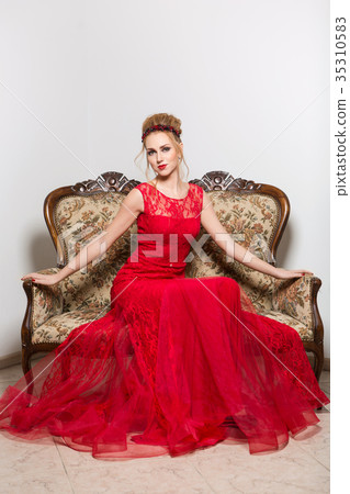 beautiful girl in wedding gown 35310583