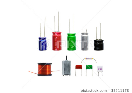 Group of electronics part isolated. 35311178