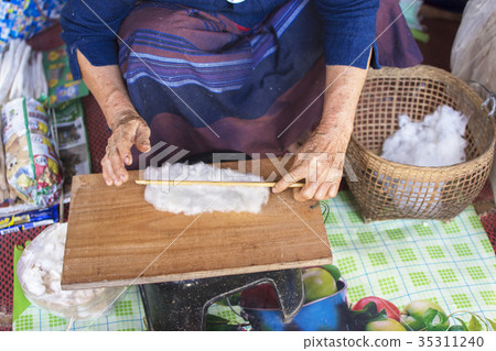 Silk weaving homemade traditional thai fabric. Silk weaving homemade traditional thai fabric. 35311240