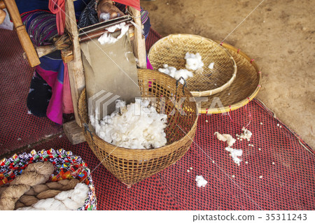 Silk weaving homemade traditional thai fabric. Silk weaving homemade traditional thai fabric. 35311243