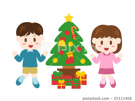 Download Christmas Present And Children Illustration Stock Illustration 35311408 Pixta PSD Mockup Templates