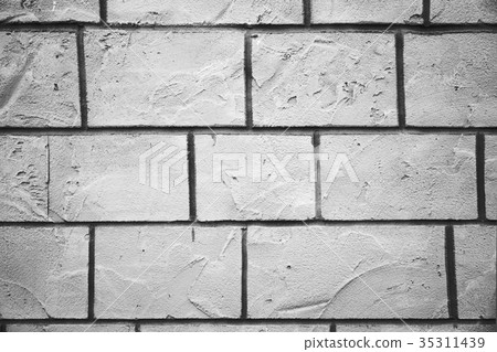 Old grey brick wall pattern background. 35311439