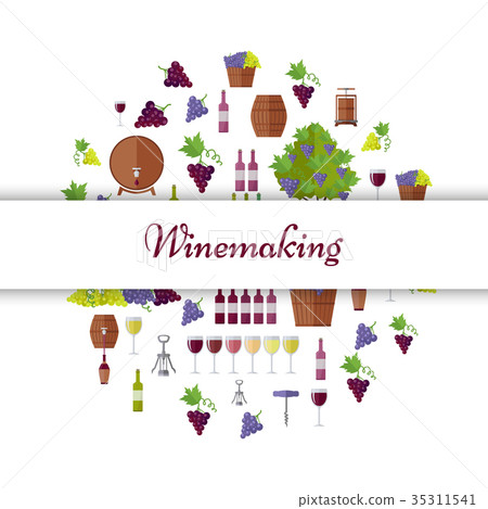 Winemaking Equipment Seamless Pattern in Circle Winemaking Equipment Seamless Pattern in Circle 35311541