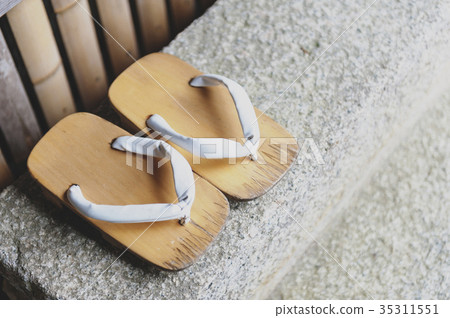 Geta or traditional Japanese wooden footwear Geta or traditional Japanese wooden footwear 35311551