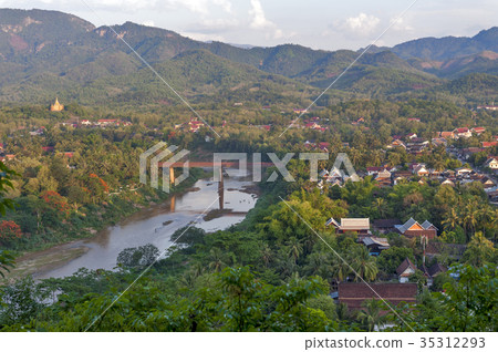 Aerial view of Luang Prabang city, Lao PDR. 35312293