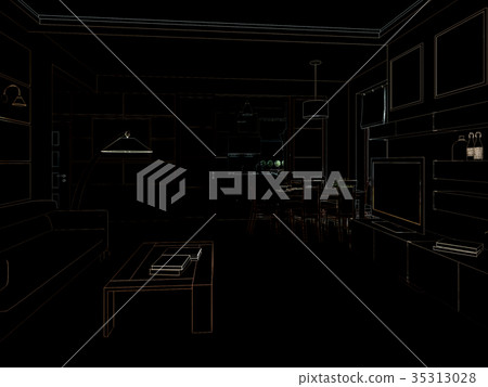 Modern design interior of living-room. 3D render Modern design interior of living-room. 3D render 35313028