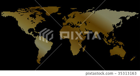 World map in circles and in gold design. 35313163