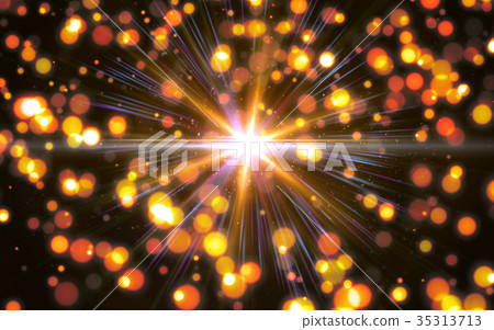 Abstract digital lens flare in black and bokeh  35313713