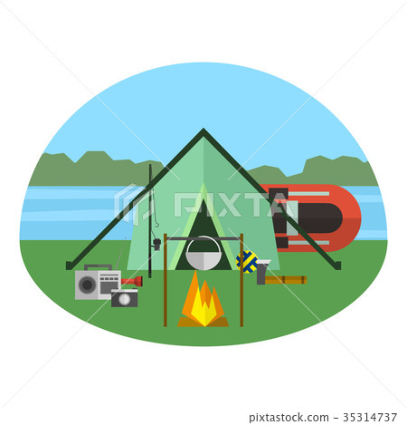 Vector illustration of camping outdoor activity.  35314737