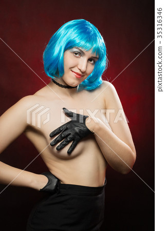 topless in blue wig topless in blue wig 35316346