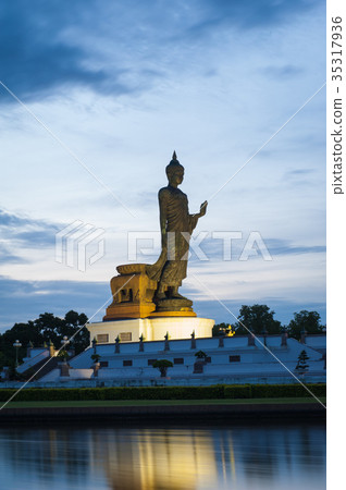 Buddha image in walking posture, Thailand 35317936