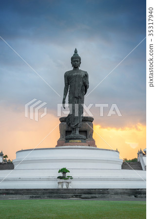 Buddha image in walking posture, Thailand 35317940