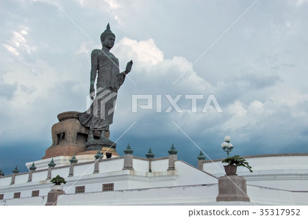 Buddha image in walking posture, Thailand 35317952
