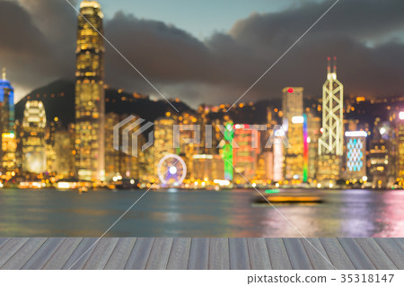 Hong Kong city night blurred bokeh light Hong Kong city night blurred bokeh light 35318147
