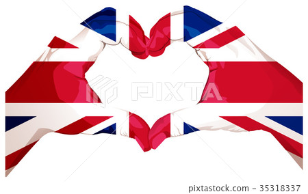 Two palms make heart shape. British flag 35318337