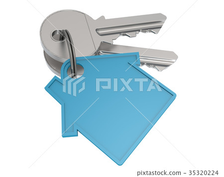 House key with blue house icon House key with blue house icon 35320224