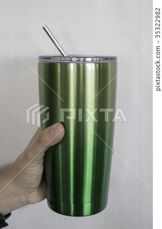 Hand holding coffee reuse glass Hand holding coffee reuse glass 35322982