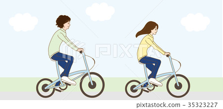 Men and women cycling 35323227