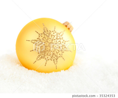 Christmas golden ball with ornament snowflake Christmas golden ball with ornament snowflake 35324353