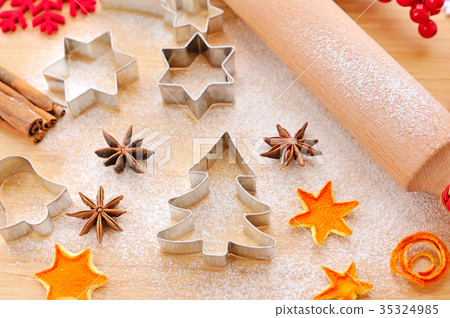 Creative winter time baking background Creative winter time baking background 35324985