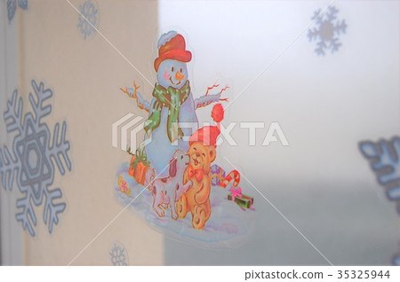 玻璃窗雪人聖誕節 玻璃窗雪人聖誕節 35325944