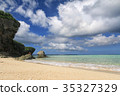 雲彩和Miyakojima沙子海山海灘 35327329
