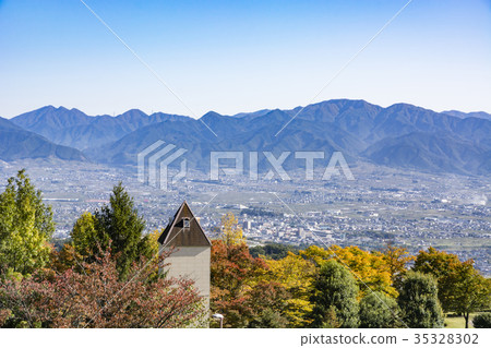 甲府盆地俯瞰山巒 35328302