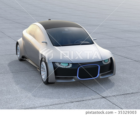 The concept of communication between a car and a pedestrian by digital information display on the front part of a self-driving car 35329303