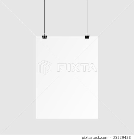 Hanging paper poster on wall poster. Hanging paper poster on wall poster. 35329428