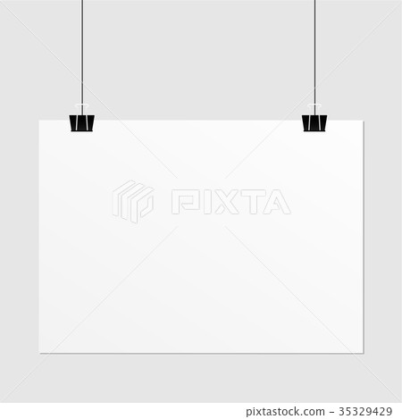 Hanging paper poster on wall poster. Hanging paper poster on wall poster. 35329429