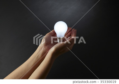 成年女性手和電燈泡 成年女性手和電燈泡 35330019