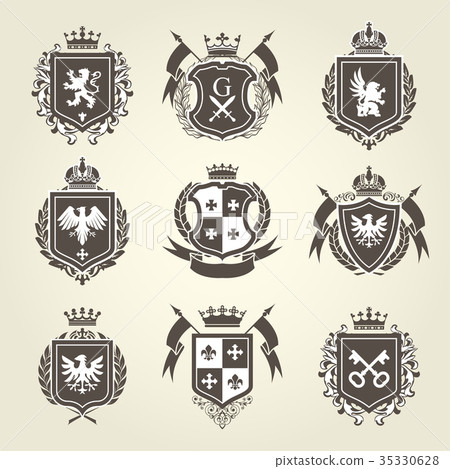 Royal blazons and coat of arms - knight heraldic Royal blazons and coat of arms - knight heraldic 35330628