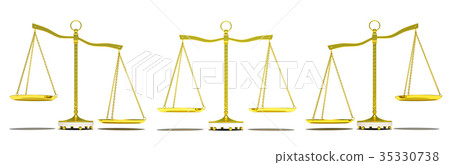Set of gold balance scale Set of gold balance scale 35330738