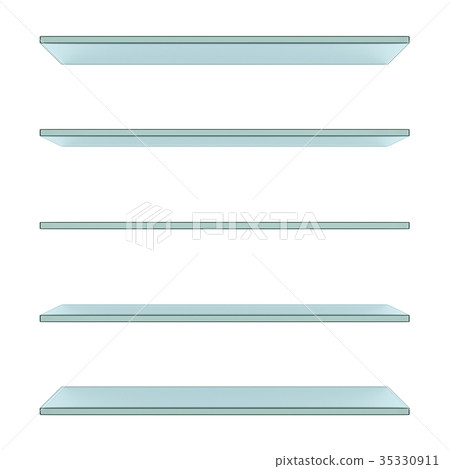 Realistic transparent glass shelves 35330911
