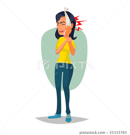 Woman With Toothache Vector. Sad Unhappy Girl Woman With Toothache Vector. Sad Unhappy Girl 35333765
