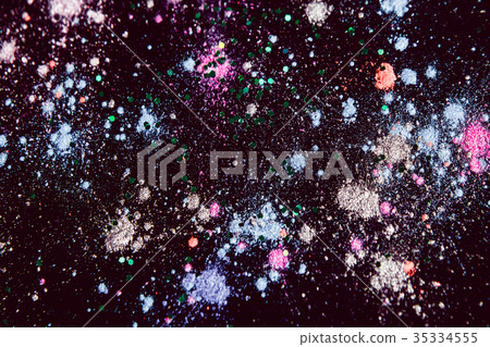 Colorful powdery star splashes, top view Colorful powdery star splashes, top view 35334555