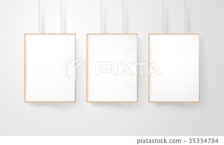Blank wood frames group on the wall vector mockup Blank wood frames group on the wall vector mockup 35334784