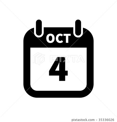 Simple black calendar icon with 4 october date Simple black calendar icon with 4 october date 35336026