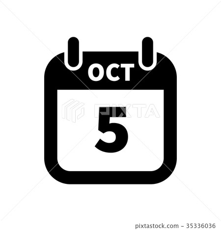 Simple black calendar icon with 5 october date Simple black calendar icon with 5 october date 35336036
