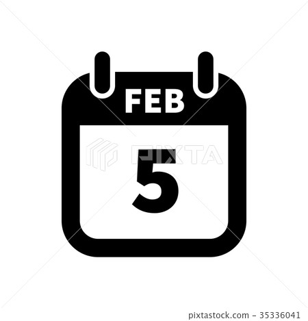 Simple black calendar icon with 5 february date Simple black calendar icon with 5 february date 35336041