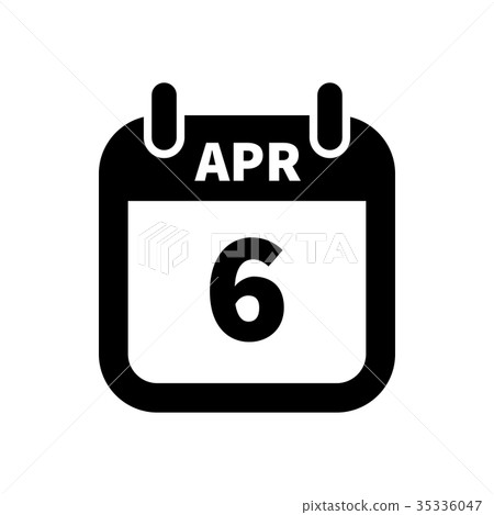 Simple black calendar icon with 6 april date 35336047