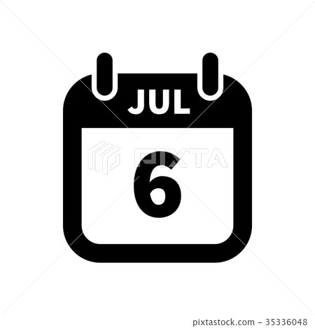 Simple black calendar icon with 6 july date Simple black calendar icon with 6 july date 35336048
