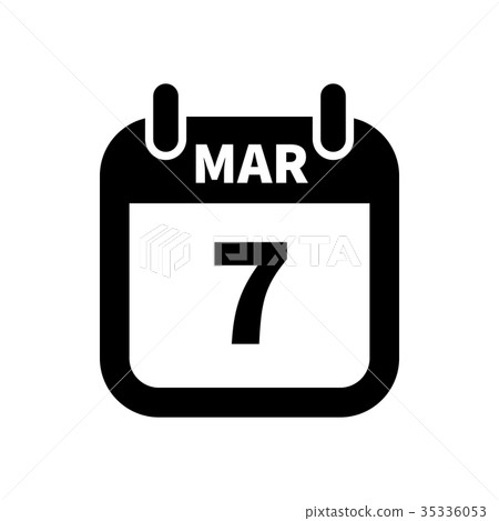 Simple black calendar icon with 7 march date Simple black calendar icon with 7 march date 35336053