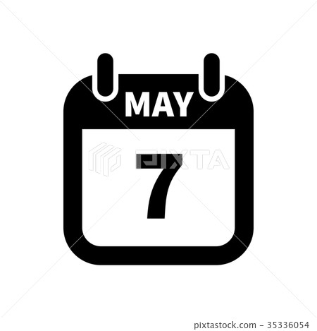 Simple black calendar icon with 7 may date 35336054