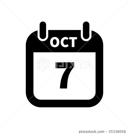 Simple black calendar icon with 7 october date Simple black calendar icon with 7 october date 35336056