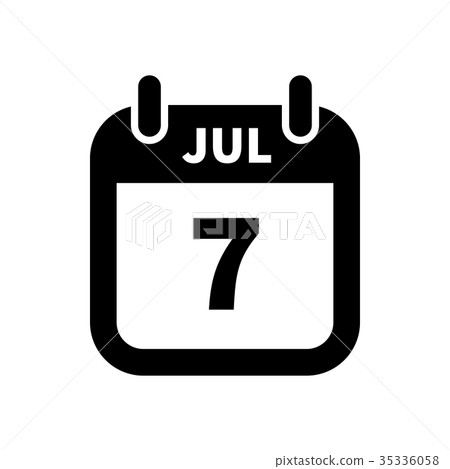Simple black calendar icon with 7 july date 35336058