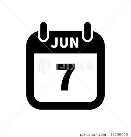 Simple black calendar icon with 7 june date Simple black calendar icon with 7 june date 35336059