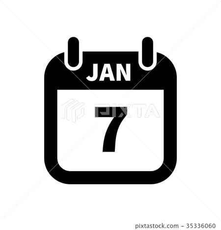 Simple black calendar icon with 7 january date Simple black calendar icon with 7 january date 35336060