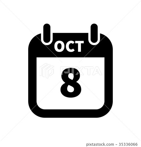 Simple black calendar icon with 8 october date Simple black calendar icon with 8 october date 35336066