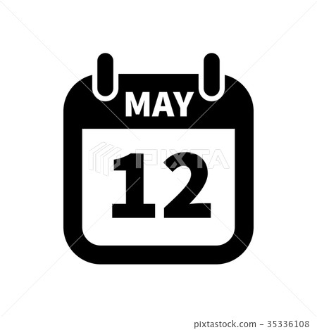 Simple black calendar icon with 12 may date Simple black calendar icon with 12 may date 35336108